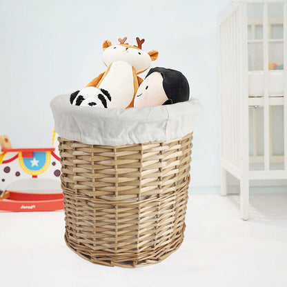 5 Pcs Wicker Storage Baskets With Liner Set