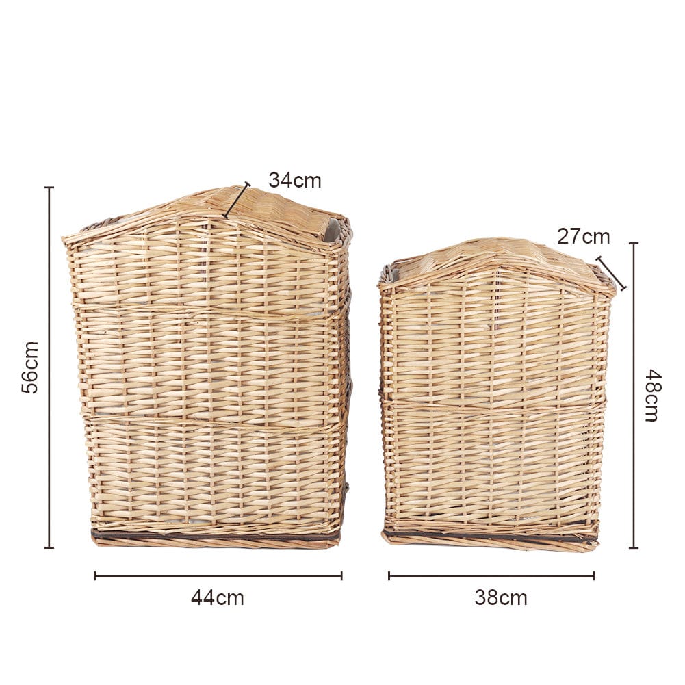 2 Pcs Wicker Storage Baskets With Lid Set