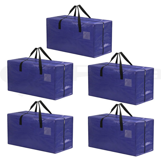 Artiss Moving Bags Heavy Duty Waterproof Backpack Straps Large Storage Totes 5 Pack Blue