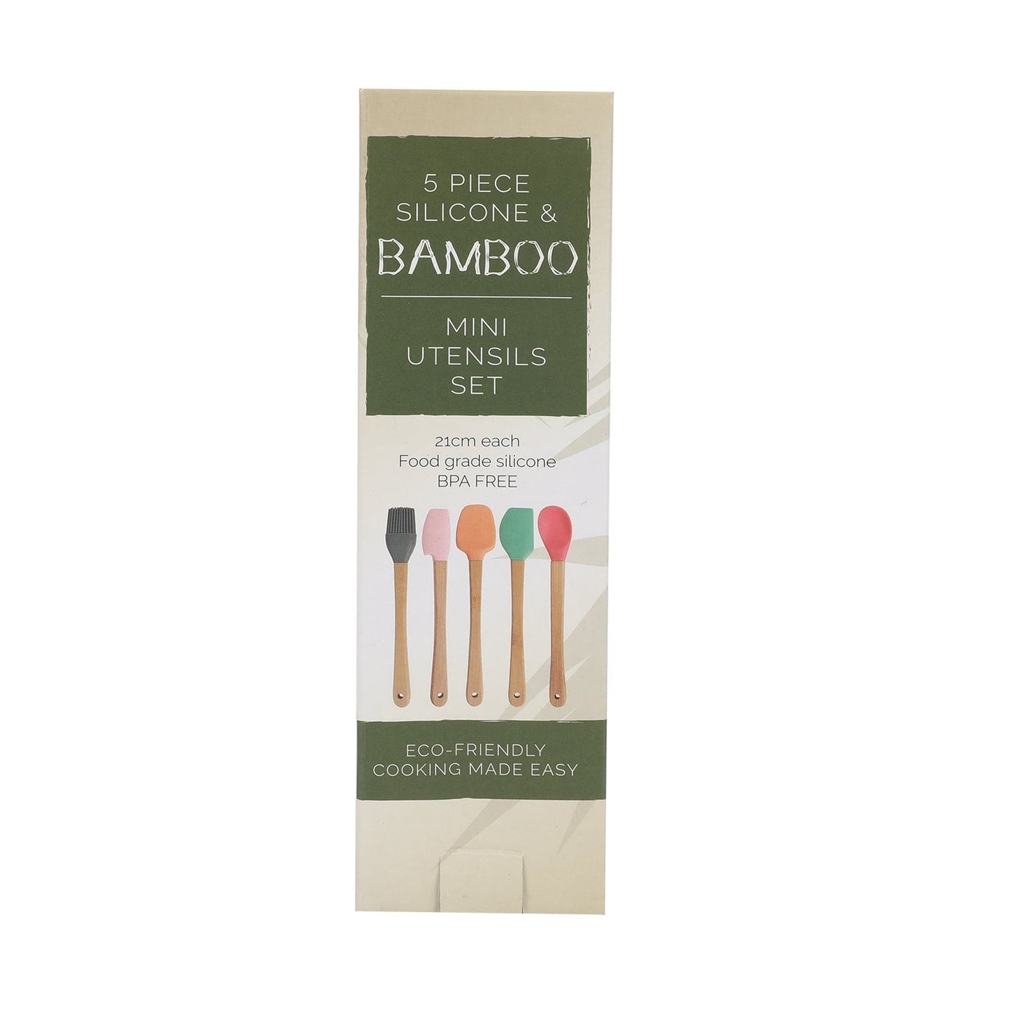 5Pcs Mini Silicone and Bamboo Utensils Set