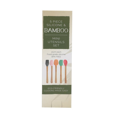 5Pcs Mini Silicone and Bamboo Utensils Set