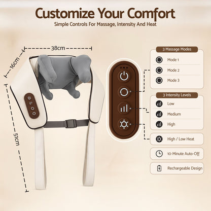 Livemor Neck Massager with Heat Pillow Shiatsu Shoulder Back Massager Pain Relief Tissue Kneading