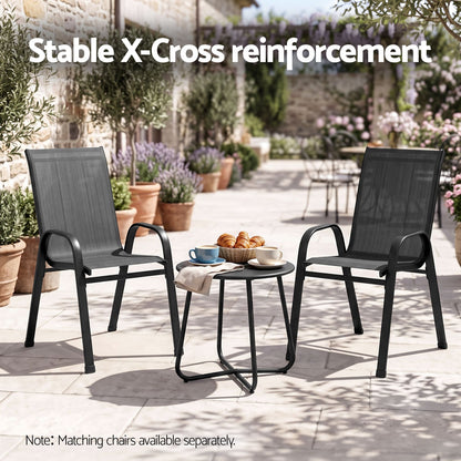 Gardeon Outdoor Side Table Steel Frame for Patio Balcony Garden Black