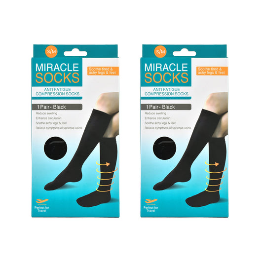 2x Miracle Compression Socks Medium - Reduce Swelling, Improve Circulation, Soft