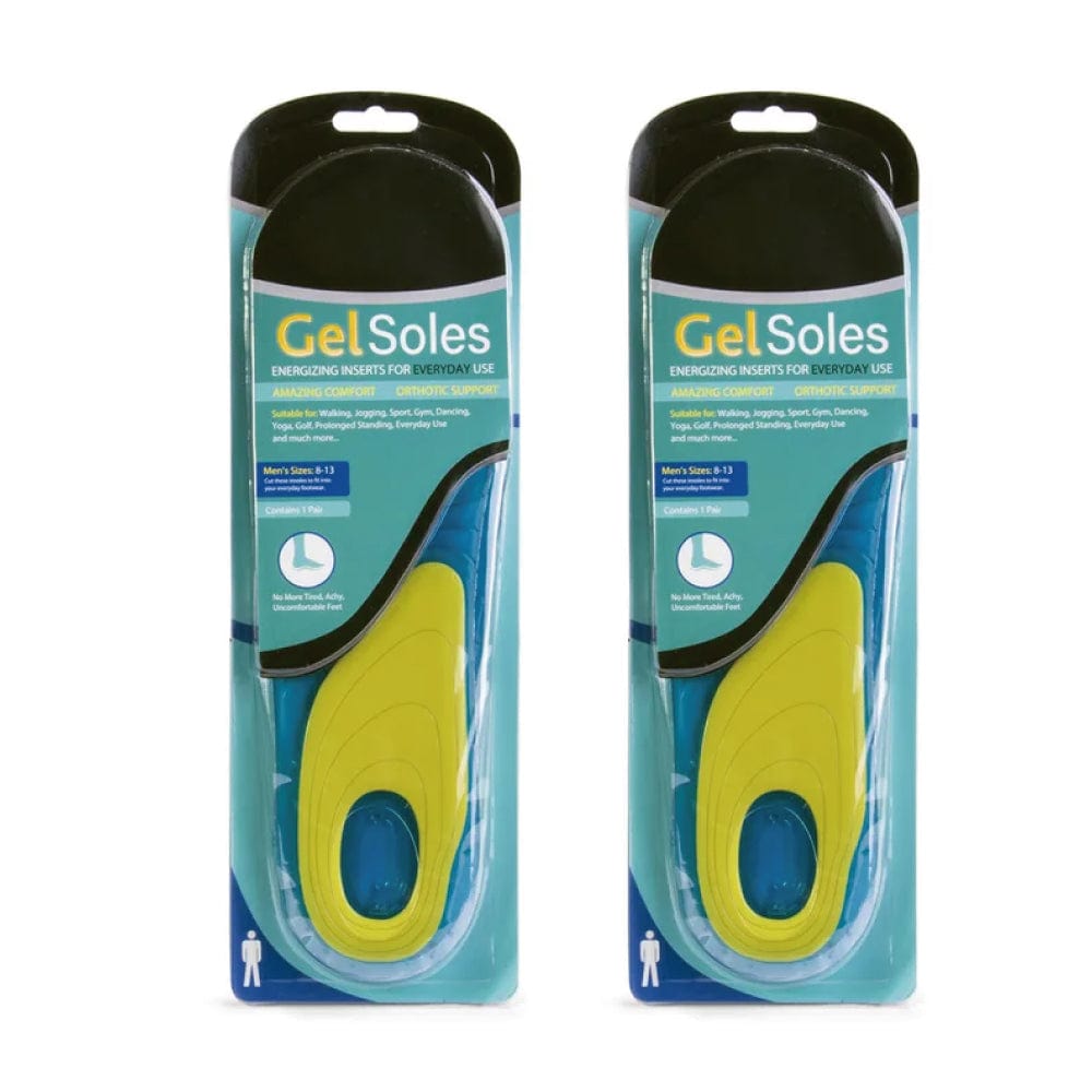 2 Pcs Men's Gel Insoles, Arch Support Pads, Large