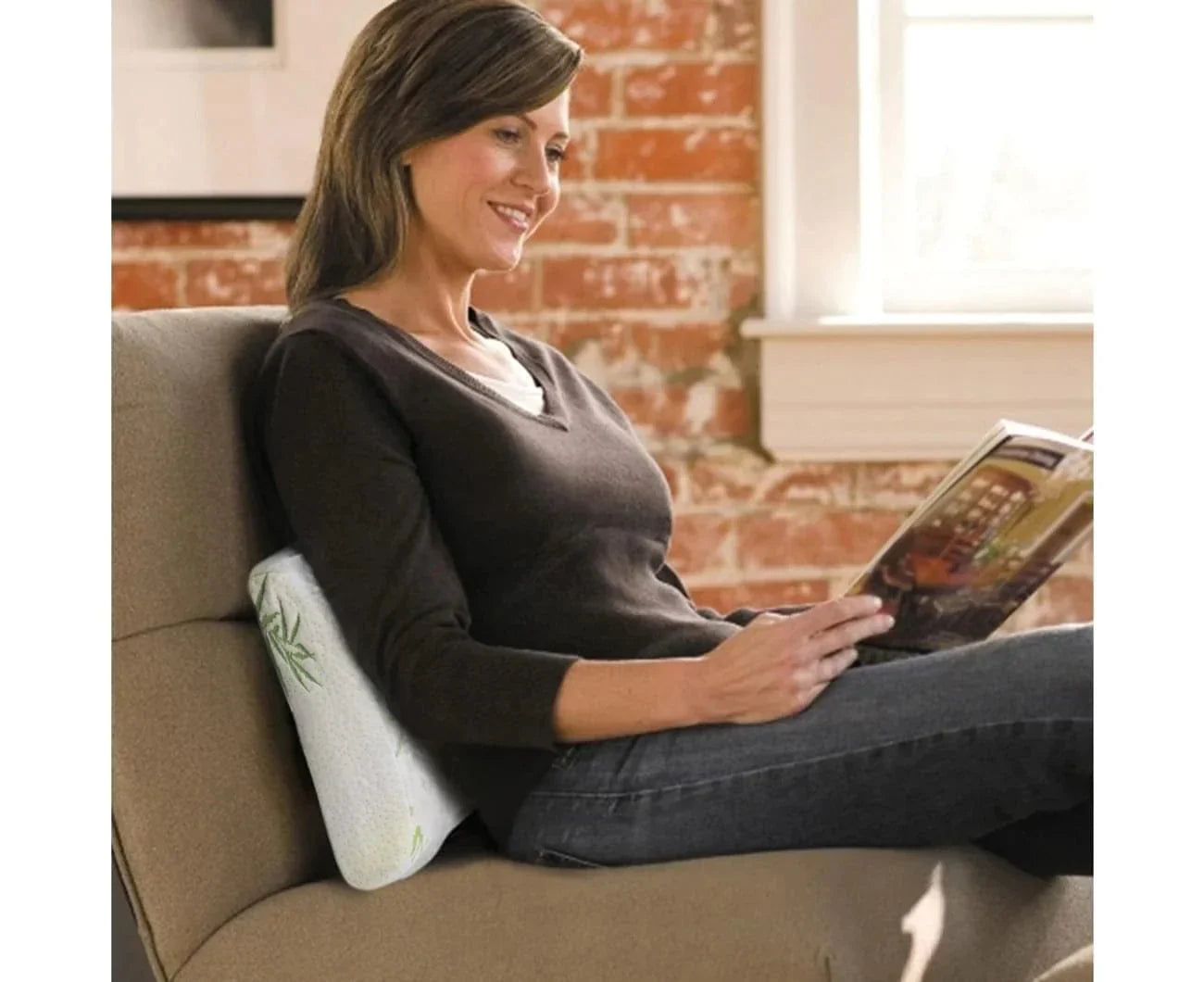 2 Pcs Bamboo Memory Foam Lumbar Support Cushion – Ergonomic Back Support Pillow (32 × 31.5 × 10 cm)