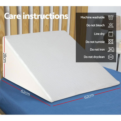 Giselle Bedding White Wedge Pillow Premium Foam Bed Rest Support Cushion for Sleeping Reading Relief