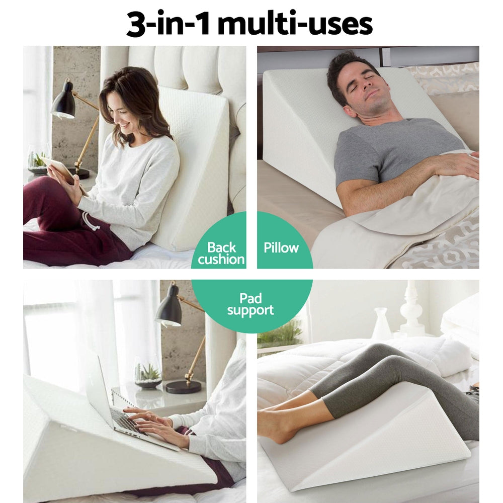 Giselle Bedding White Wedge Pillow Premium Foam Bed Rest Support Cushion for Sleeping Reading Relief