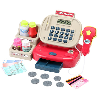 Cash Register Calculator Pretend Play Shops Money Checkout Toys Set