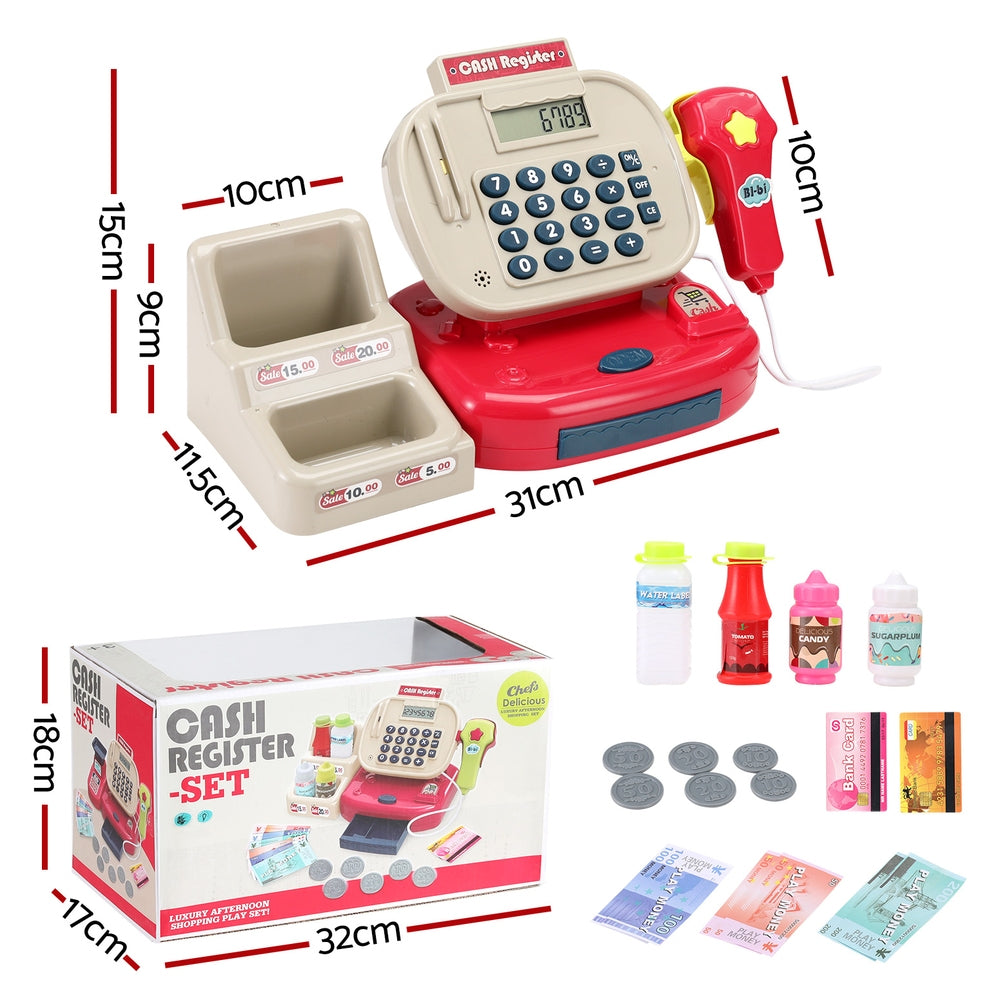 Cash Register Calculator Pretend Play Shops Money Checkout Toys Set