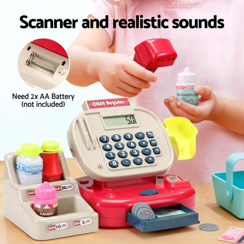 Cash Register Calculator Pretend Play Shops Money Checkout Toys Set