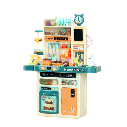 Keezi Kids Kitchen Pretend Play Cooking Set - Realistic Steam, Light & Sound Effects, Toddler Role Play Toy