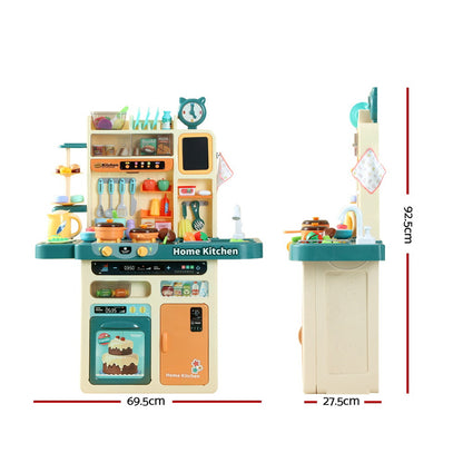 Keezi Kids Kitchen Pretend Play Cooking Set - Realistic Steam, Light & Sound Effects, Toddler Role Play Toy