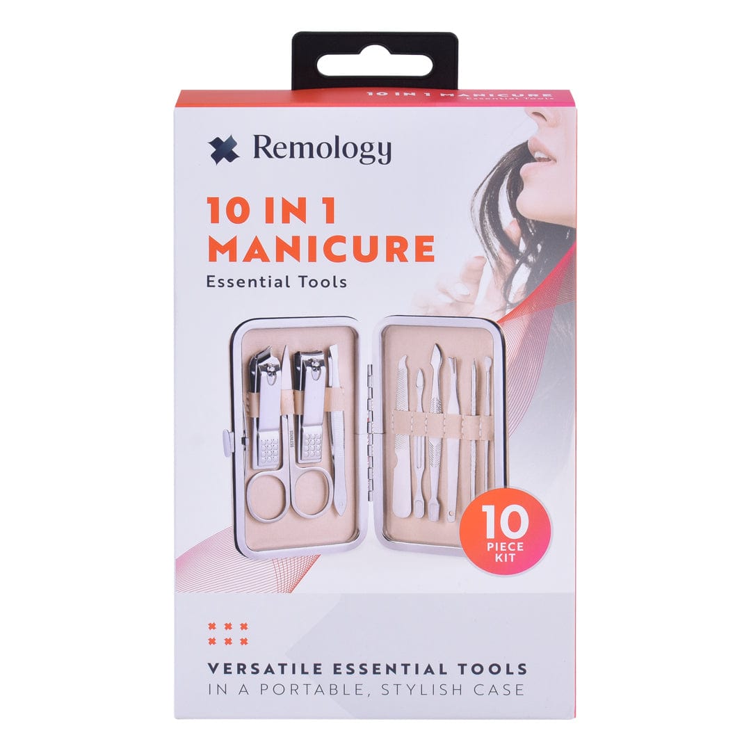10 Pcs Remology Stainless Steel Manicure Set Silver