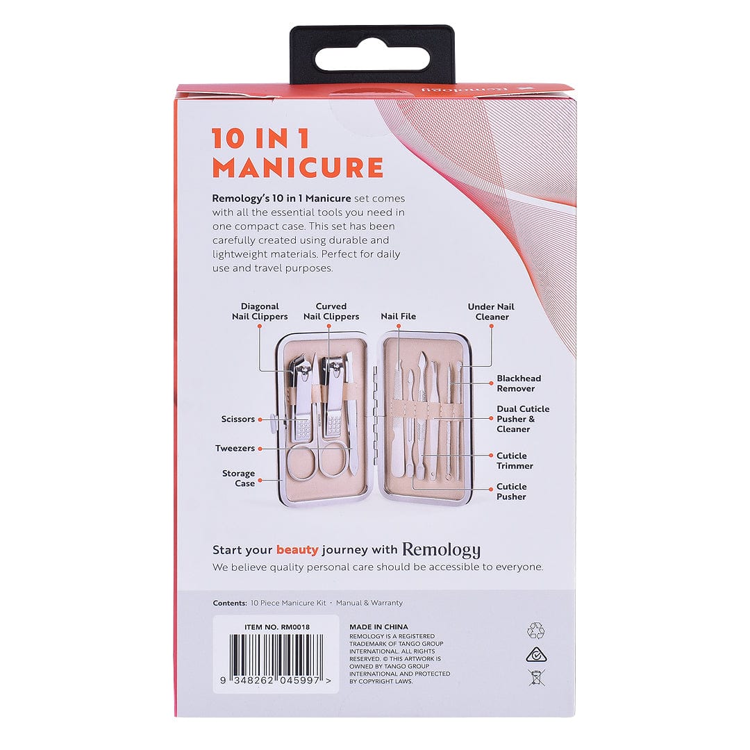 10 Pcs Remology Stainless Steel Manicure Set Silver