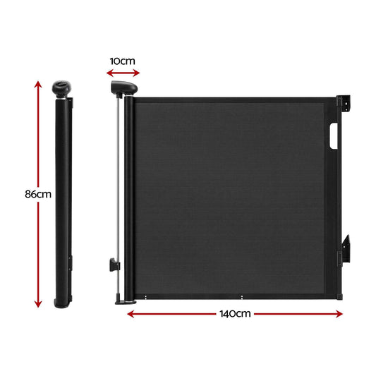 Keezi Retractable Gate Baby Gate Pet Safety Fence Extends up to 140cm Black