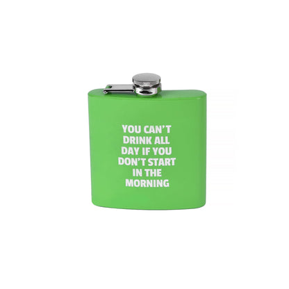 175ml Stainless Steel Hip Flask w Funny Quotes - Green