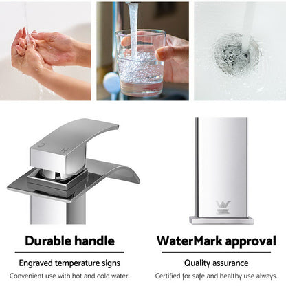 Cefito Bathroom Basin Mixer Tap Thin Tall Faucet Vanity Laundry Silver