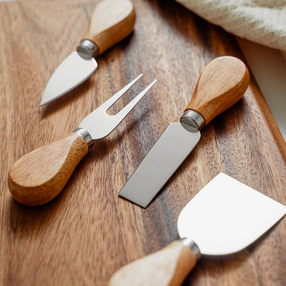 4 Pcs Clevinger Avalon Wood Handle Cheese Knife Set