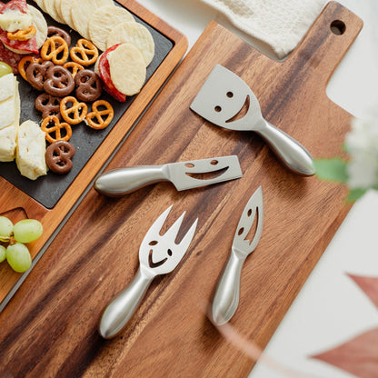 4 Pcs Clevinger Smiley Stainless Steel Cheese Knife Set