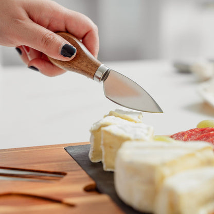 4 Pcs Clevinger Acacia Wood & Slate Cheese Board With Knife Set