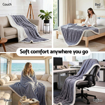 Giselle 152x203cm Throw Blanket Double-Sided Fleece Lightweight For Sofa Couch Bed Queen