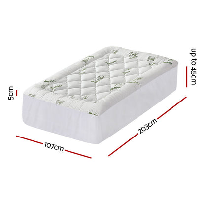 Giselle Bedding 5cm Pillowtop Mattress Topper 1000GSM Thick Soft Bamboo Cooling Pad for Back Pain Relief & Guest Bed, Washable Overfilled Cover with 45cm Deep Pocket King Single