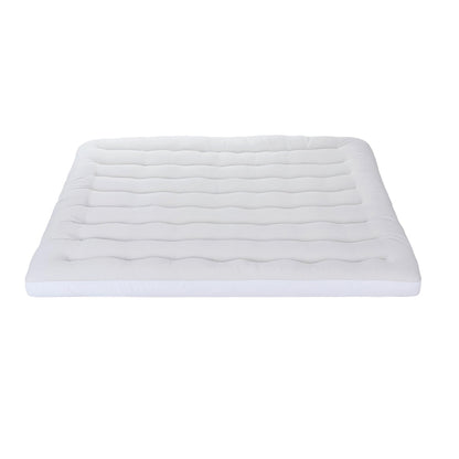 Giselle Bedding Pillowtop Mattress Topper 5cm Reversible Cooling & Soft Coral Fleece Pad for Back Pain Relief, Washable Skin-friendly Bed Protector with 45cm Deep Pocket Double