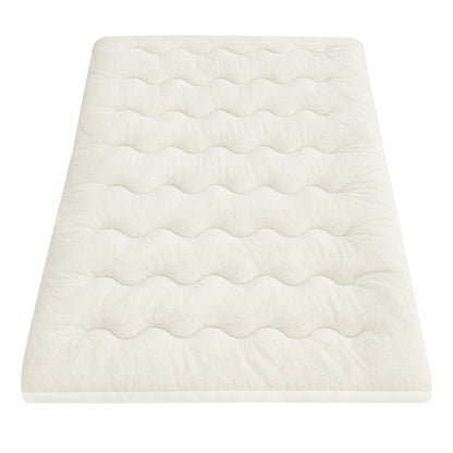 Giselle Bedding Pillowtop Mattress Topper 5cm Reversible Cooling & Soft Coral Fleece Pad for Back Pain Relief, Washable Skin-friendly Bed Protector with 45cm Deep Pocket King Single