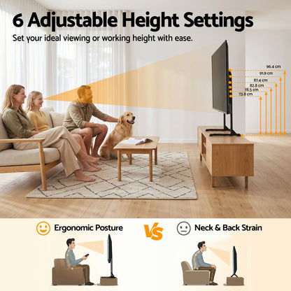 Universal TV Stand For 24-86 Inch TVs, Tabletop TV Stand Base With Height Adjustment, Desktop TV Mount For LED, LCD, OLED & Flat Screen TVs