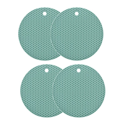 4 Pcs Round Silicone Pot Holder Insulation Mat Teal