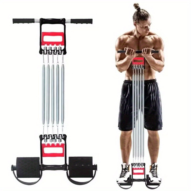 1Pc Multifunctional Spring Pedal Puller Fitness Tensioner(Black)