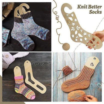Wooden Sock Blockers for Knitting, Adjustable, 6 pcs Knitting Blockers