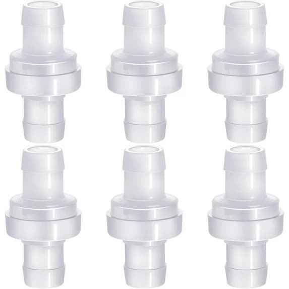 6 Pack One Way Check Valves, 1/2" (12mm) Hose Barb Non Return Ozone Resistance Plastic Valve Pump for Fuel Oil Water Air Gas