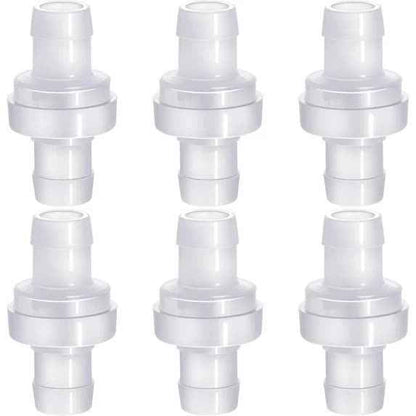 6 Pack One Way Check Valves, 1/2" (12mm) Hose Barb Non Return Ozone Resistance Plastic Valve Pump for Fuel Oil Water Air Gas