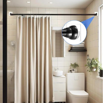 4 Pack Shower Rod Holder Adhesive No Drilling Transparent Shower Rod Holder Invisible Wall Mount Holder For Tension Rods Shower Curtain Rod Holders For Wall (Rod Not Included)