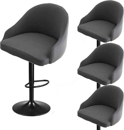 Bar Stool Slipcovers, Swivel Chair Covers with Back, Stretch Counter Bar Stool Covers for Armchair, Kitchen Island Grey 4pcs