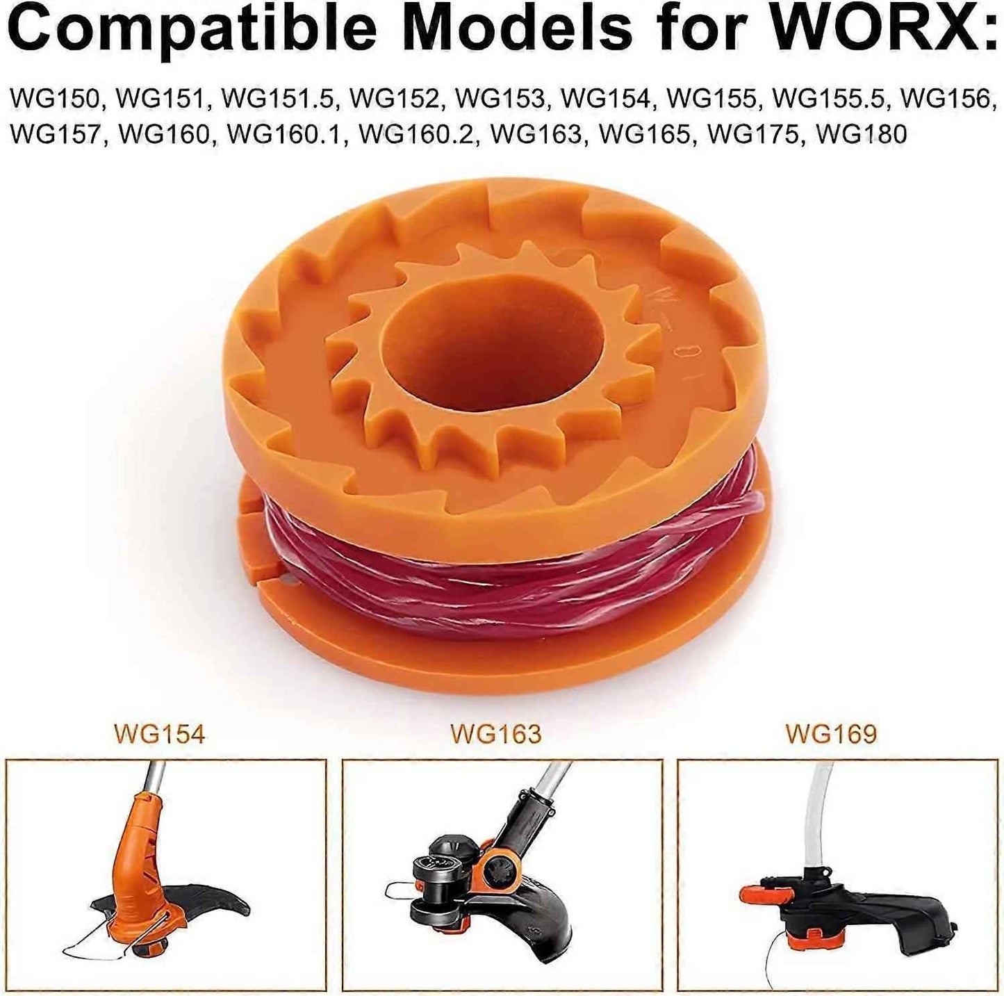 12-pack Trimmer Line for Worx 20V Trimmers, Durable Replacement Spool for Pool Cover and Edge Trimmers, Improved Cutting Speed