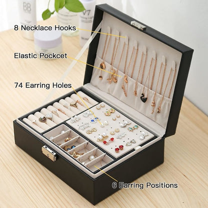 Jewelry Box Jewelry PU Leather Storage Box (Black)