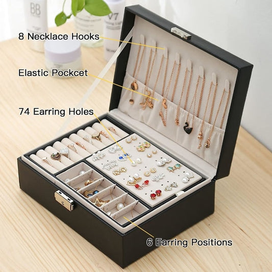 Jewelry Box Jewelry PU Leather Storage Box (Black)