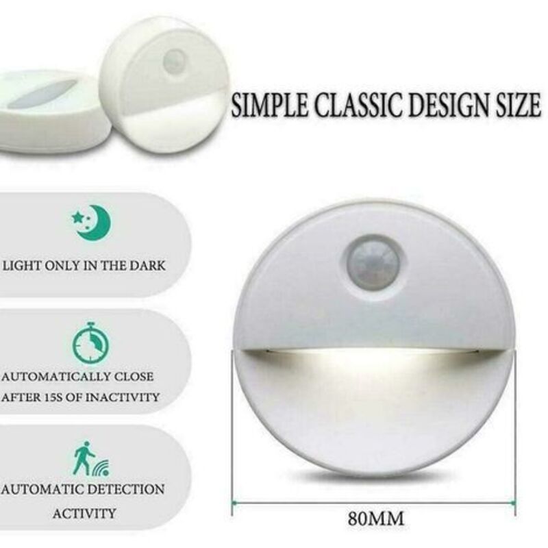 LED Motion Sensor Night Light Sleep-Inducing LED Bulbs Cordless Operation Perfect For Bathroom Cabinets, Stairs And More