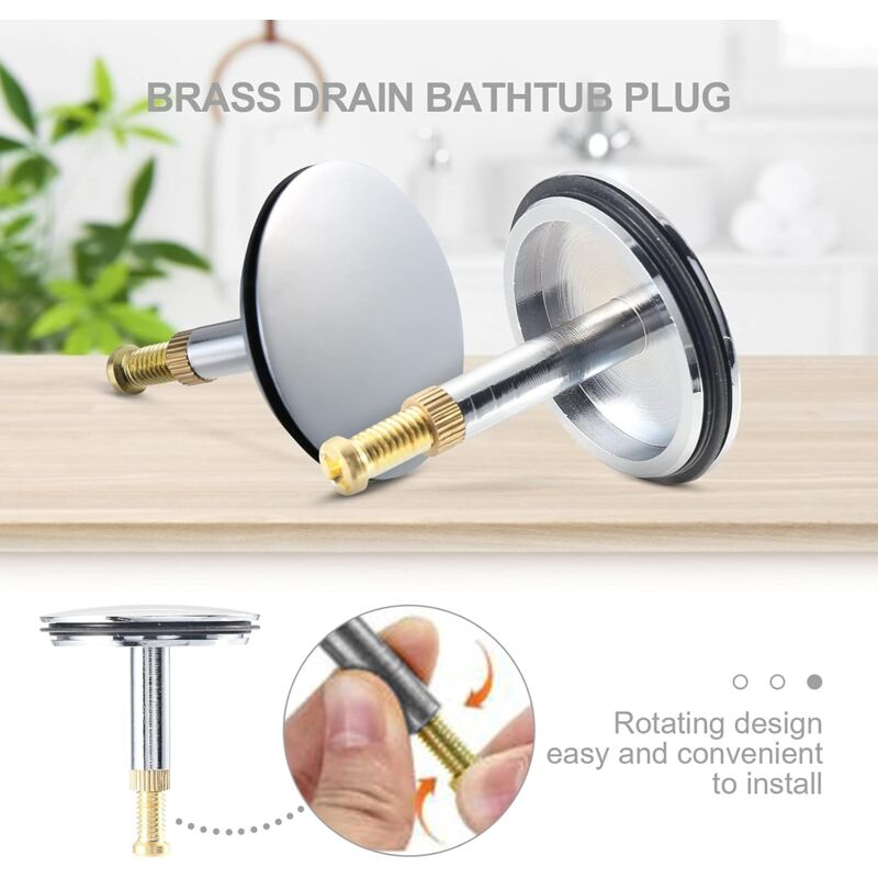 Universal Bathtub Plug Ø 43 Mm, Brass Drain Plug With Chrome-Plated Surface, Rustproof, For Regular Bathtub Drainage,