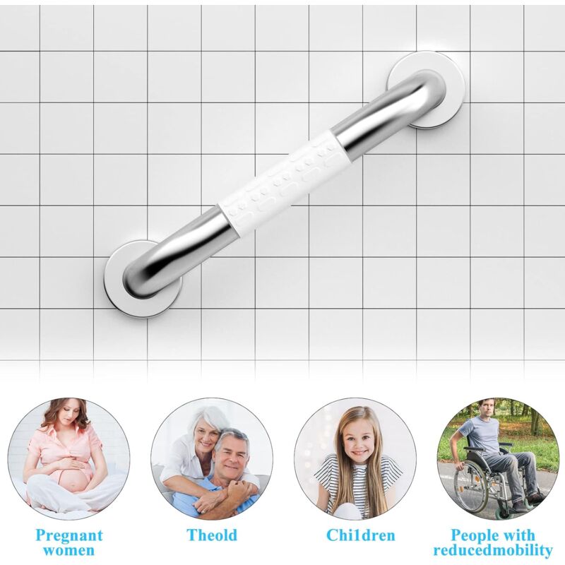 Safety, Stainless Steel Wall Mounted Grab Bar, Non-Slip Bathtub Handle, Shower Grab Bar For Bathroom Toilet 30Cm, 30 X