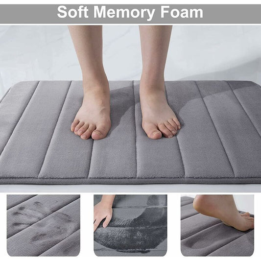 Non-Slip Memory Foam Toilet Mat With Cutout 50 X 60 Cm, Absorbent, Washable For Toilet, DArk Grey