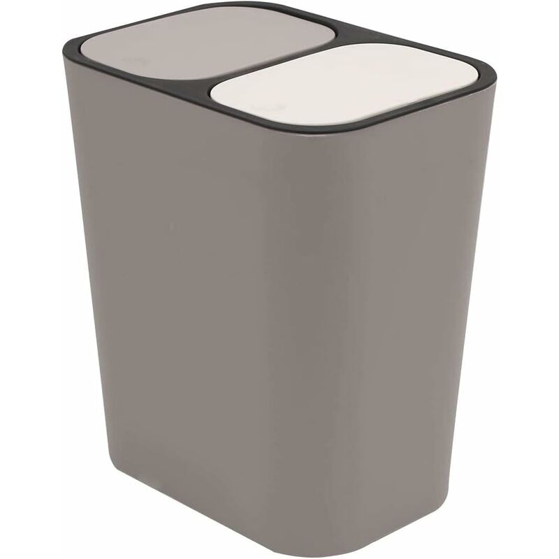 Double Recycling Trash Bin Storage Box Container Rectangle Plastic Push Button Dual Compartment For Kitchen Office Home
