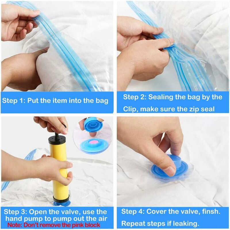 4 Pack Vacuum Storage Bags (2 Jumbo 100X80Cm, 2 Large 80X60Cm), Waterproof Bag For Duvets, Pillows, Clothes With Travel