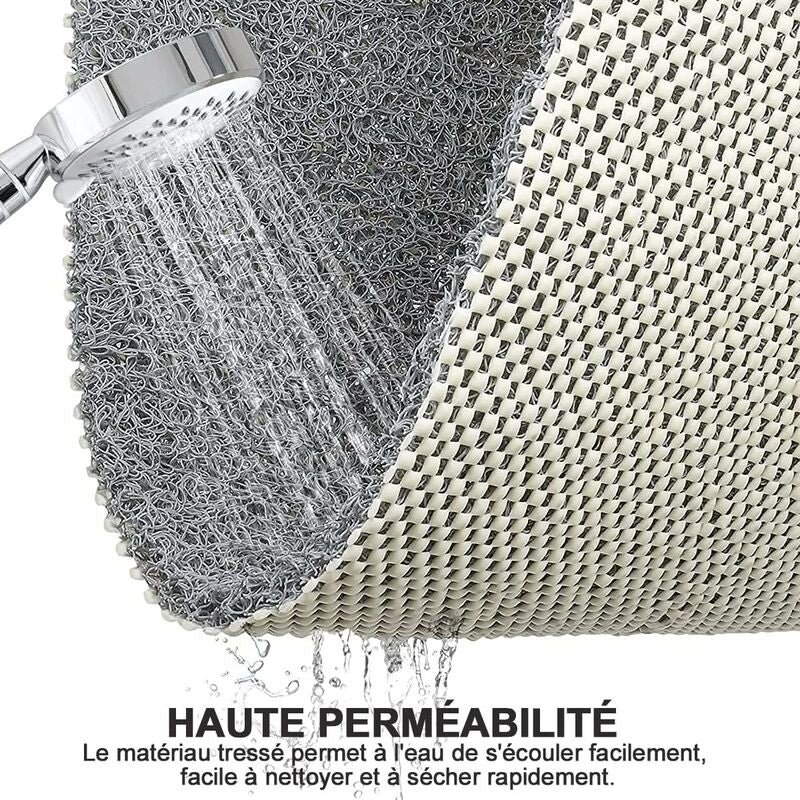 Non-Slip Shower Mat, 60Cm, Soft Comfort Safety Bath Mat With Drainage Holes, Pvc Loofah Massage Shower Mat For Wet