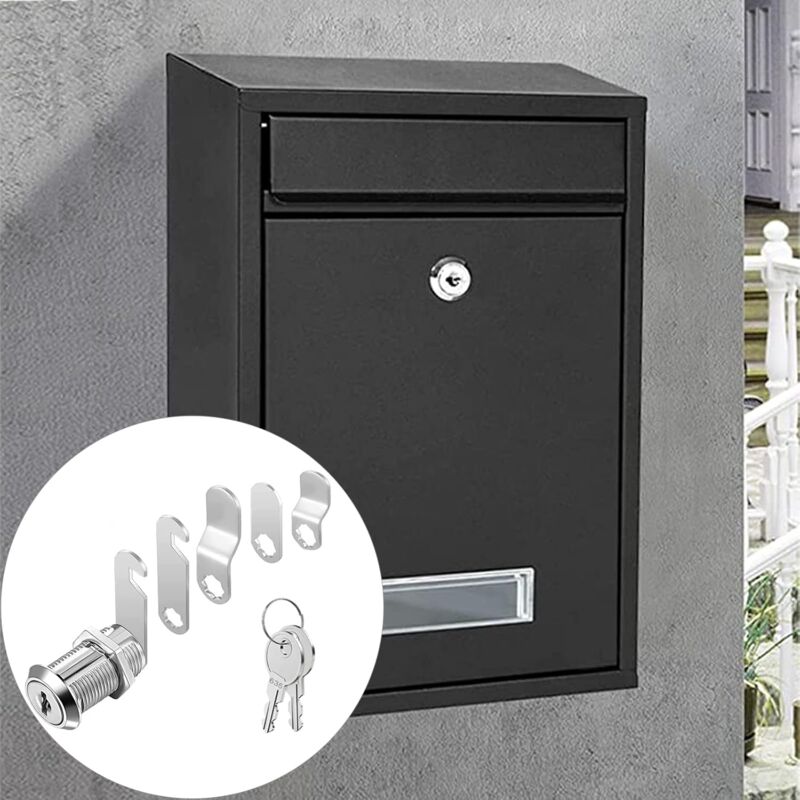 16Mm Cylinder Security Mailbox Lock With 5 Different Lock Plates And 2 Keys, Cabinet Cam Lock, Locker, Toolbox, Filing