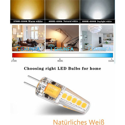 5 Pack G4 LED Bulbs Natural White 4000K Ac/Dc 12V 3W 200Lm Replacement G4 20W Halogen No Dimming No Flicker LED Pin