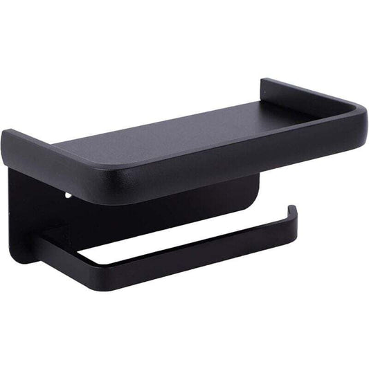 Wall Mounted Toilet Paper Holder Aluminum ROll Holder Toilet Paper Holder With Storage Shelf Black